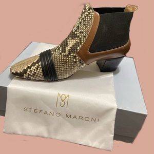 Snake Print Leather Boots